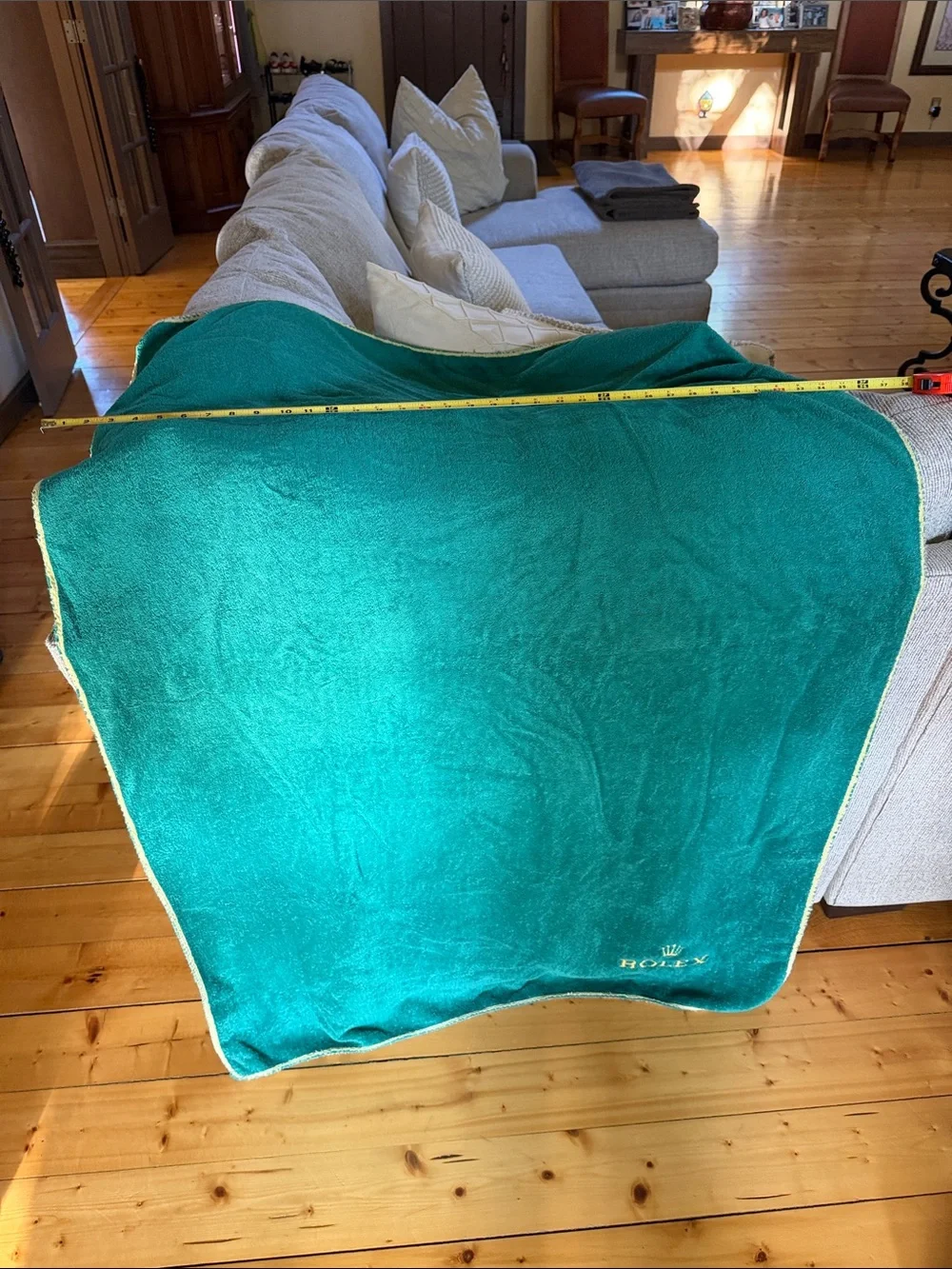 Rolex Green Large Beach Towel Plush with Gold Logo